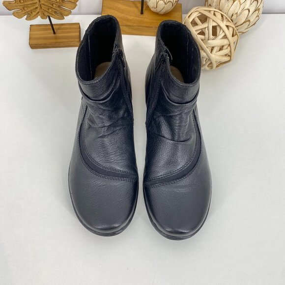 Clarks Cora Derby Leather ankle Black Ankle Boots SZ 10 - Picture 3 of 9